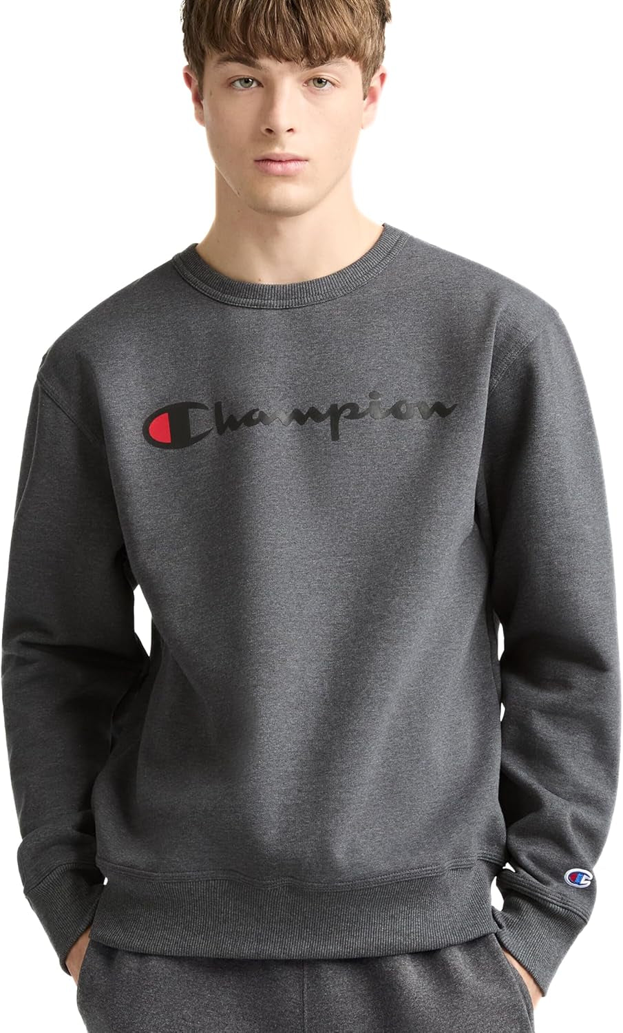 Champion - Sudadera de vellón Powerblend de peso medio con cuello redondo para hombre