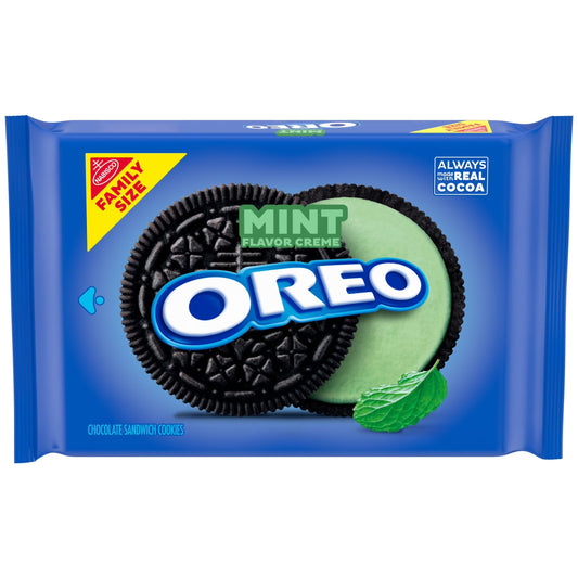 OREO Galletas Sándwich de Chocolate y Crema de Menta Tamaño Familiar, 18.71 oz