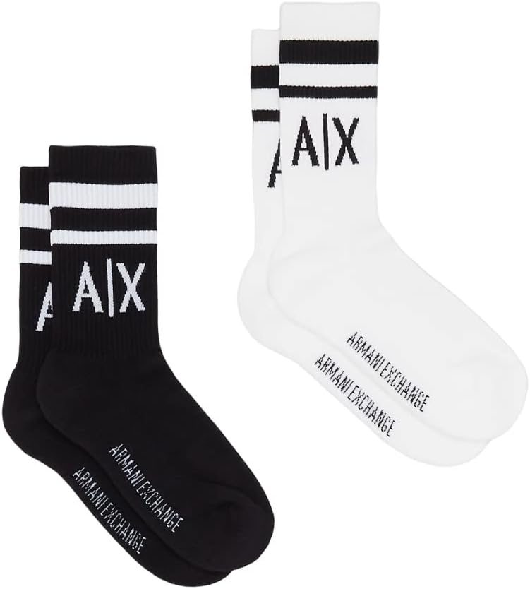 Armani Exchange Paquete de 2 calcetines con logotipo para hombre