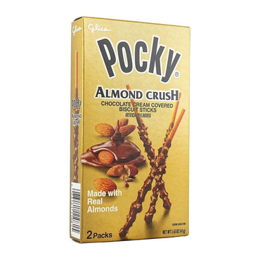 Pocky Almendras Trituradas, Paquete de 2, Caja de 1.45 oz, Hechas con Almendras Reales, Contiene Alérgenos