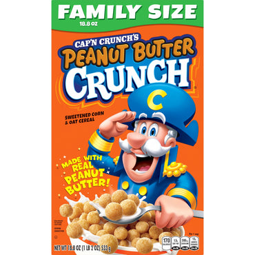 Cap'n Crunch's Cereal Crujiente de Mantequilla de Maní Tamaño Familiar (18.8 oz)