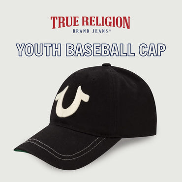 True Religion Sombrero de béisbol para niños con logotipo grande de herradura