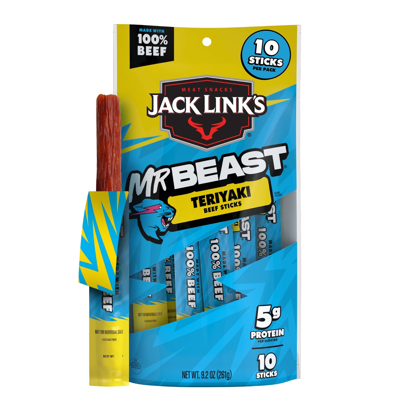 Jack Link’S X Mrbeast Original Beef Sticks, 9.2 Ounce, 10 Pack of .92 Ounce Meat Sticks