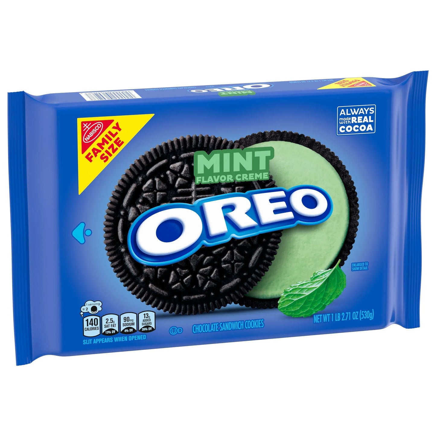 OREO Galletas Sándwich de Chocolate y Crema de Menta Tamaño Familiar, 18.71 oz