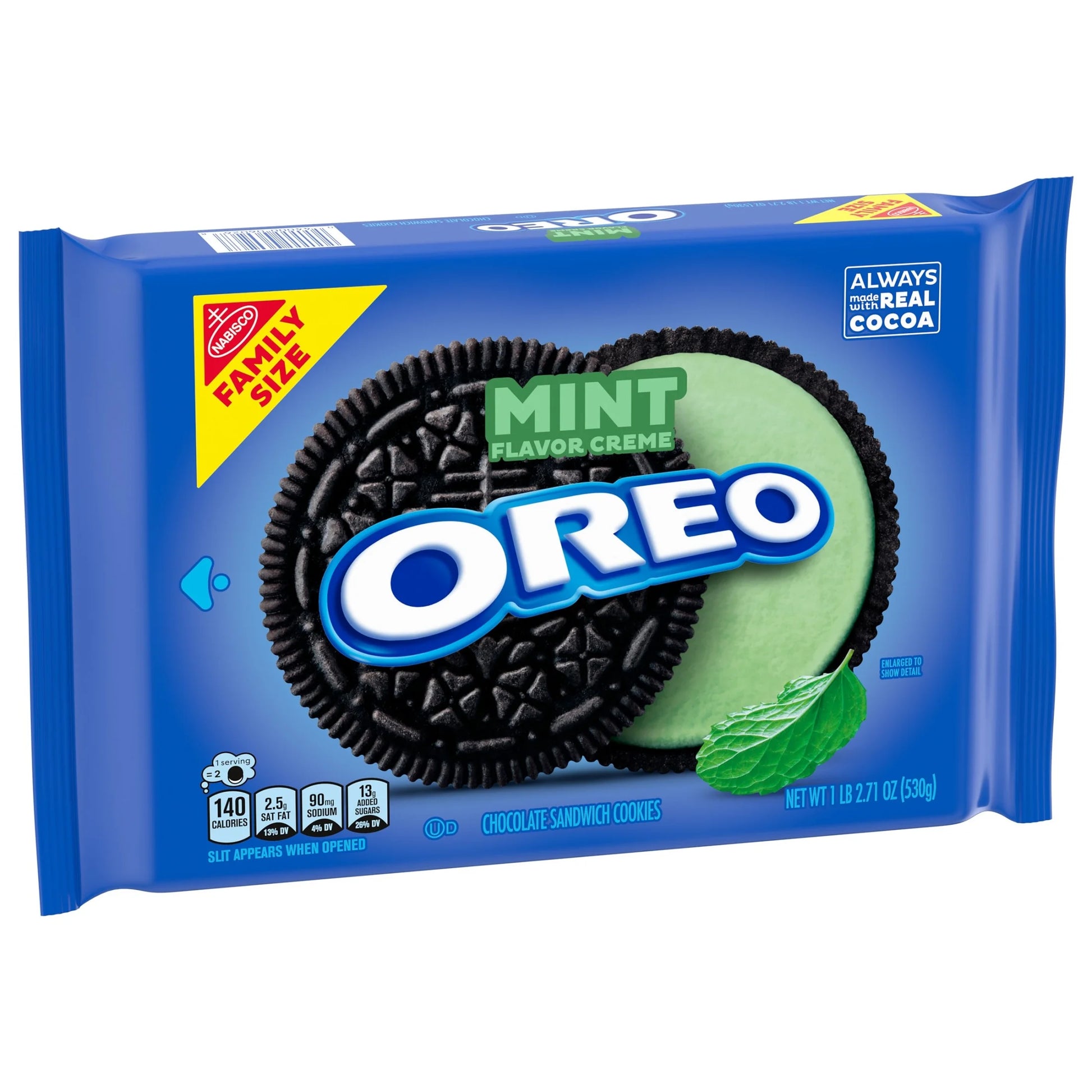 OREO Galletas Sándwich de Chocolate y Crema de Menta Tamaño Familiar, 18.71 oz