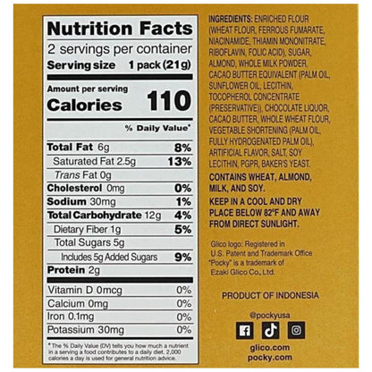 Pocky Almendras Trituradas, Paquete de 2, Caja de 1.45 oz, Hechas con Almendras Reales, Contiene Alérgenos