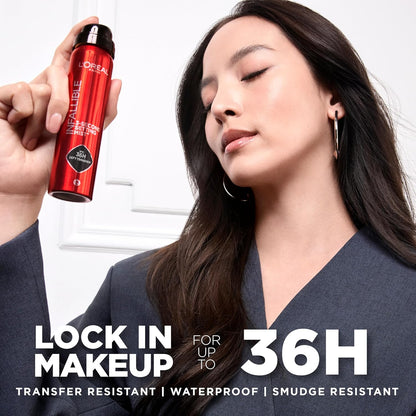 L'Oreal Paris Infallible Spray de ajuste de 3 segundos, niebla microfina para hasta 36 horas de uso, transparente
