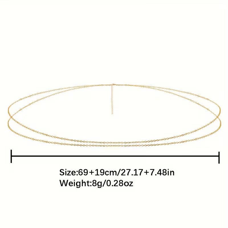 1 Cadena de Cintura Doble Capa Sencilla, Ideal para Citas, Vacaciones, Regalos y Uso Diario para Mujeres
