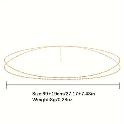 1 Cadena de Cintura Doble Capa Sencilla, Ideal para Citas, Vacaciones, Regalos y Uso Diario para Mujeres