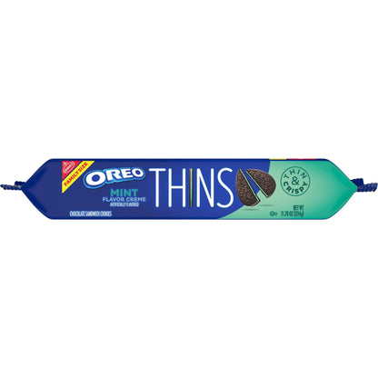 OREO Thins Galletas Sándwich de Chocolate con Crema de Menta, Tamaño Familiar
