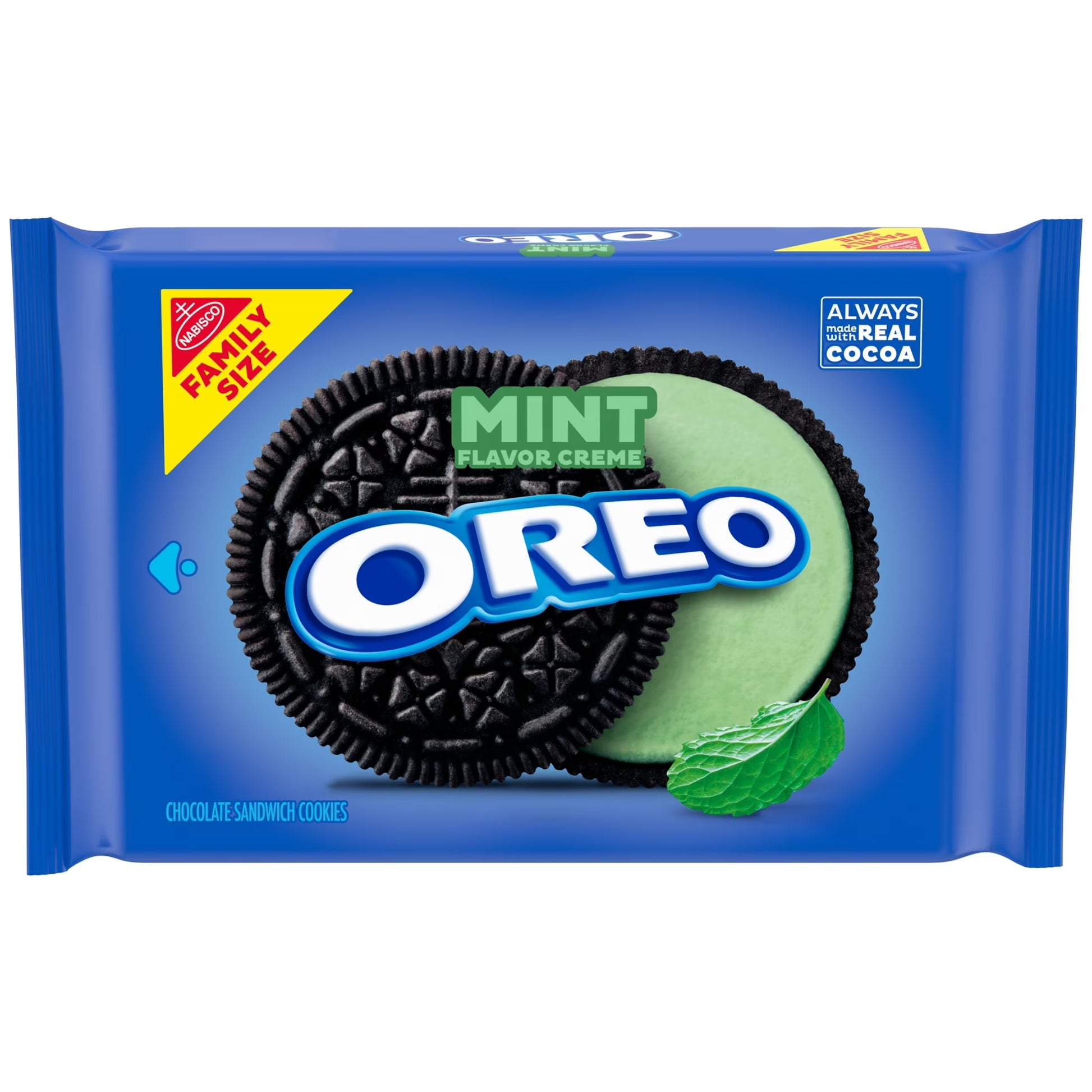 OREO Galletas Sándwich de Chocolate y Crema de Menta Tamaño Familiar, 18.71 oz