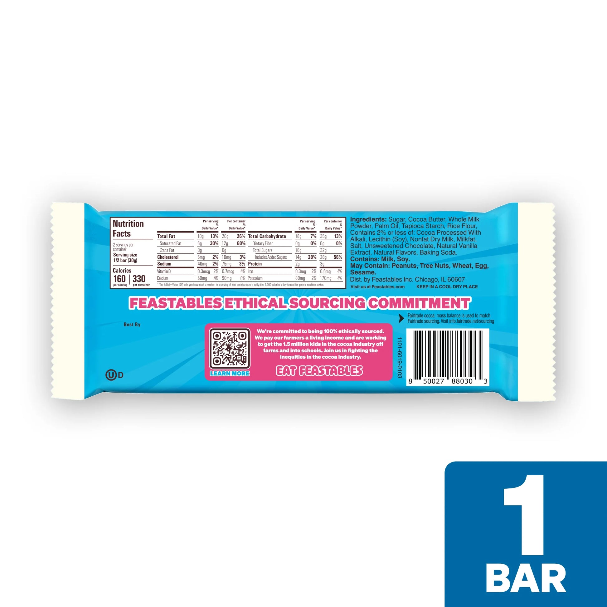 Mr Beast Cookies and Creme White Chocolate Bar, 2.1 Oz (60G), 1 Bar
