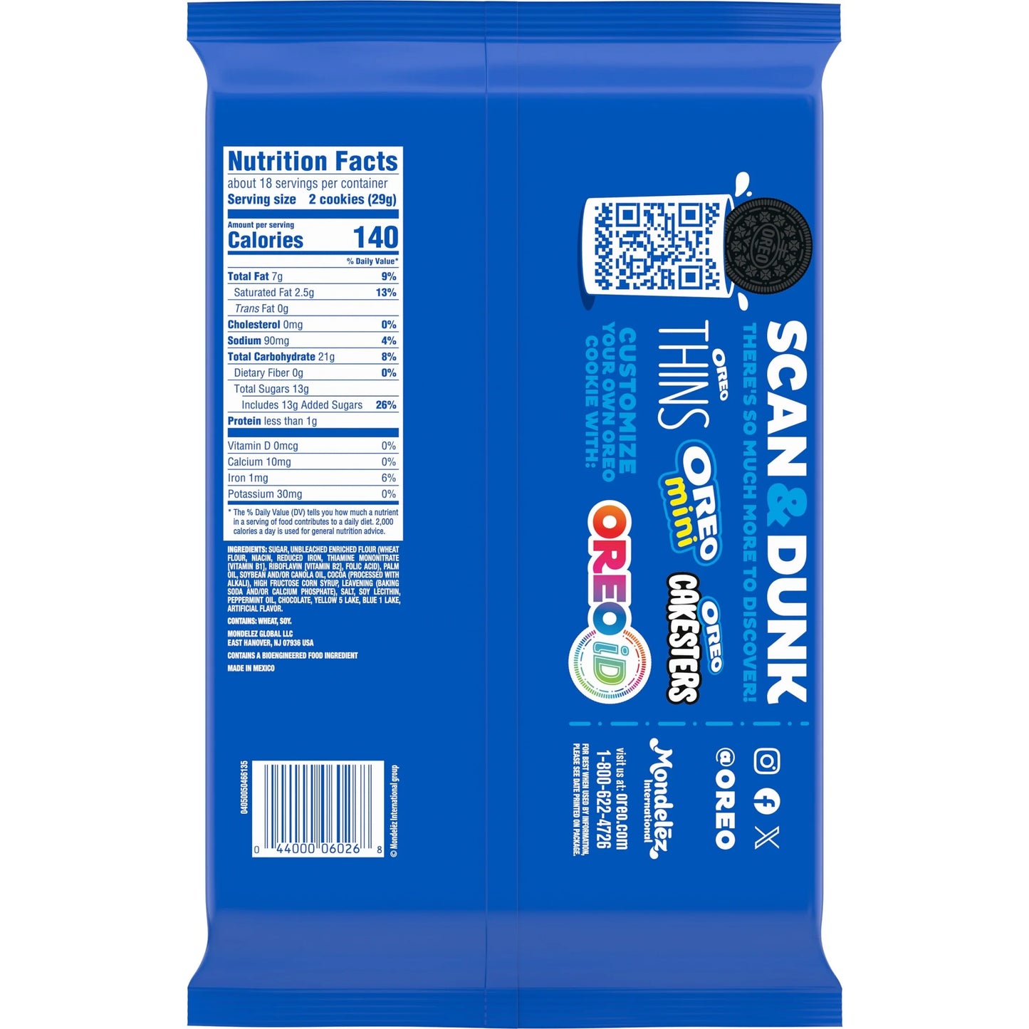 OREO Galletas Sándwich de Chocolate y Crema de Menta Tamaño Familiar, 18.71 oz