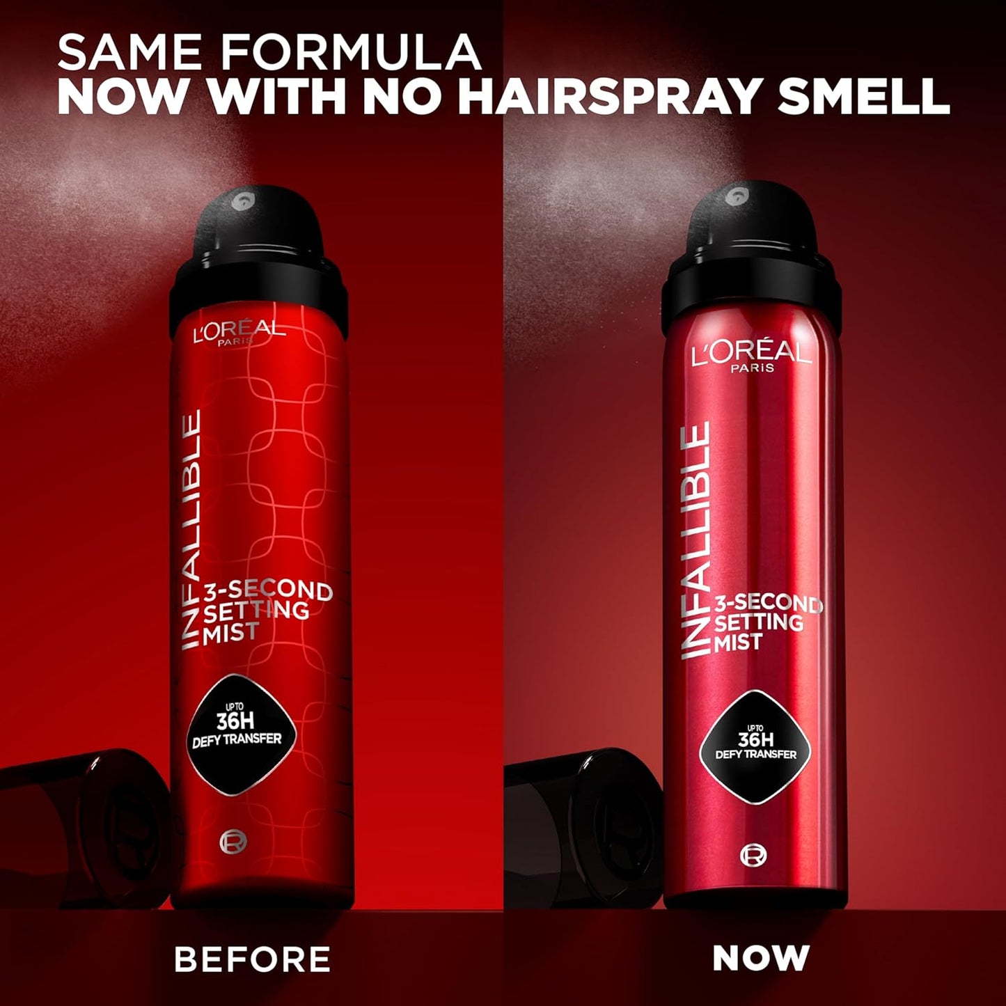 L'Oreal Paris Infallible Spray de ajuste de 3 segundos, niebla microfina para hasta 36 horas de uso, transparente