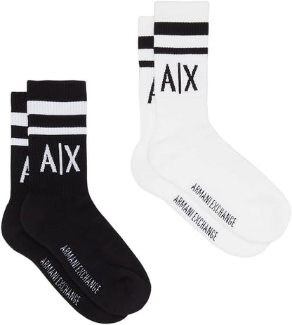 Armani Exchange Paquete de 2 calcetines con logotipo para hombre