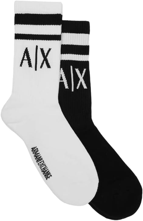 Armani Exchange Paquete de 2 calcetines con logotipo para hombre