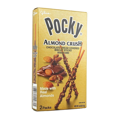 Pocky Almendras Trituradas, Paquete de 2, Caja de 1.45 oz, Hechas con Almendras Reales, Contiene Alérgenos