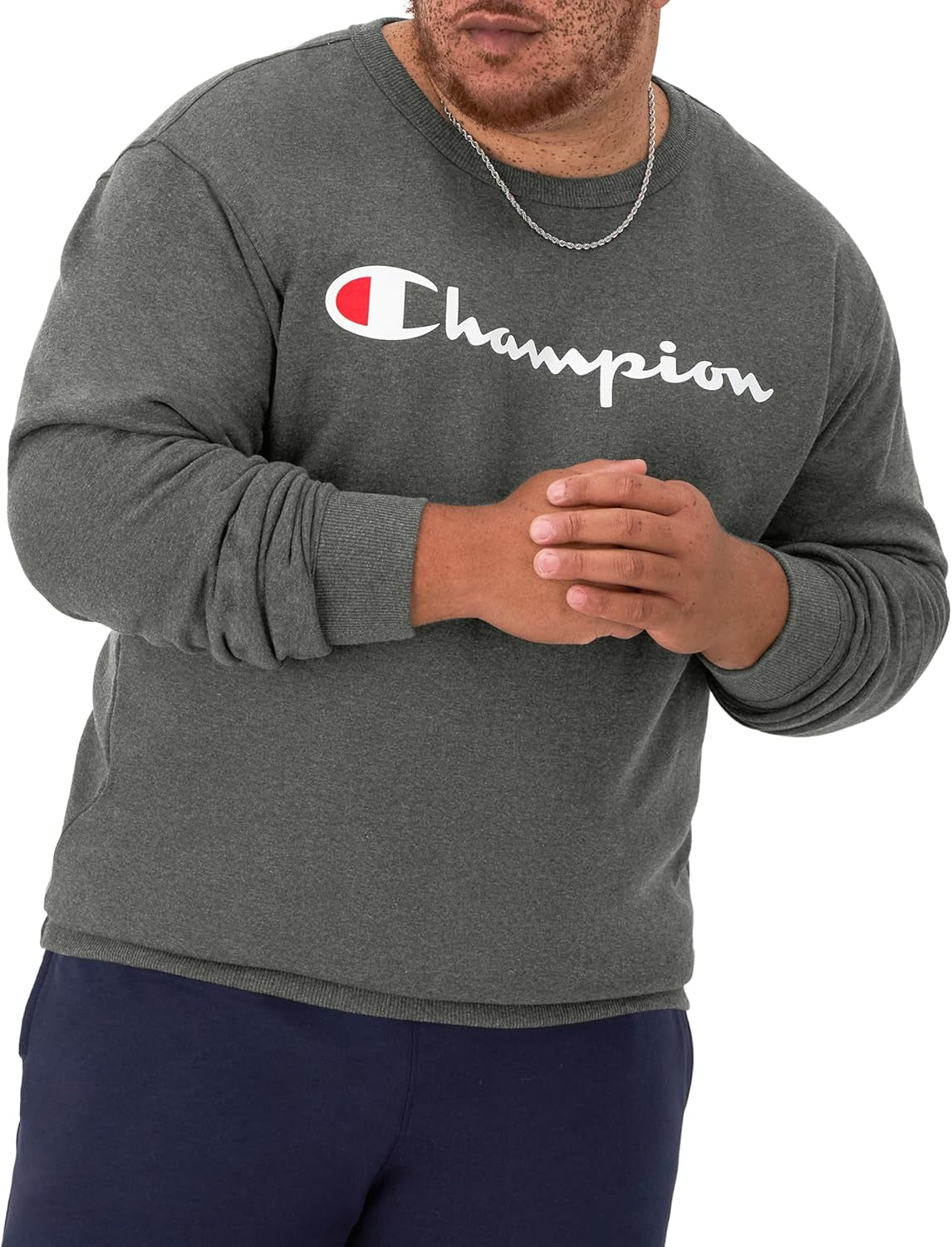 Champion - Sudadera de vellón Powerblend de peso medio con cuello redondo para hombre
