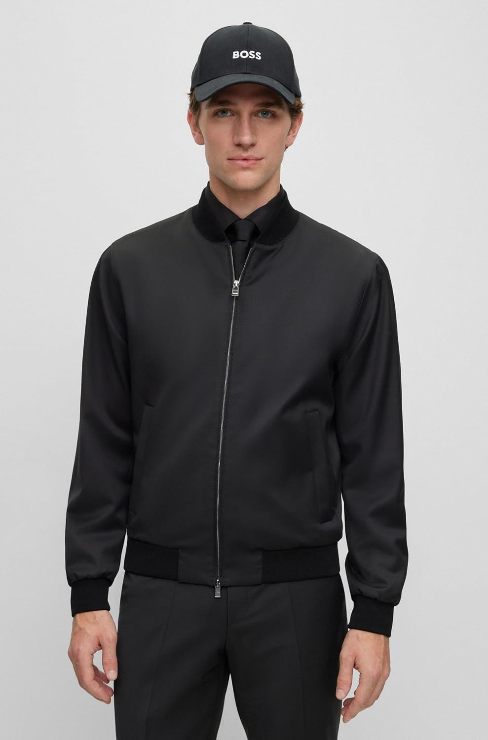 BOSS Gorra de sarga con logotipo central para hombre