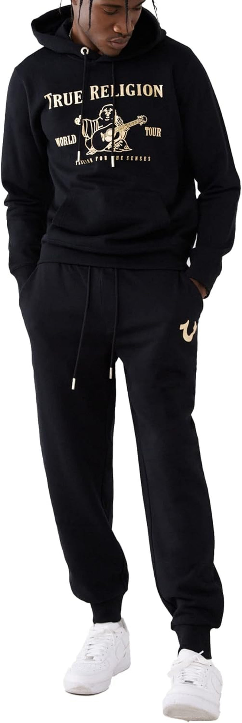 Men’S Metallic Buddha Fleece Hoodie – Y2K Graphic Hoodie for Men, Pullover Style, Iconic Buddha Logo