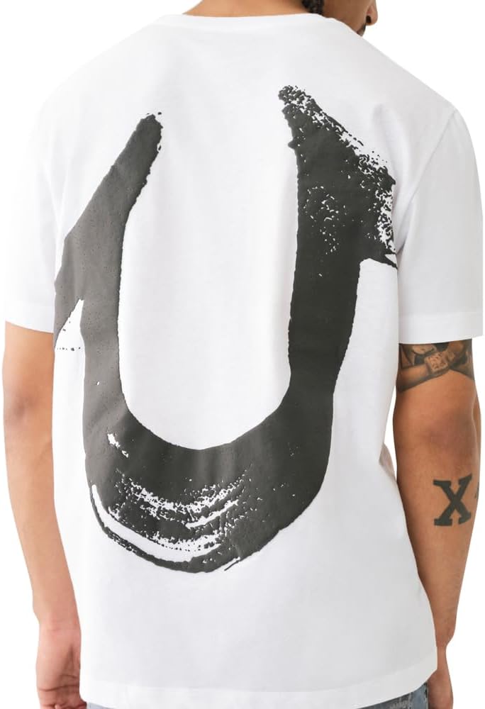 True Religion Camiseta pintada abierta relajada para hombre