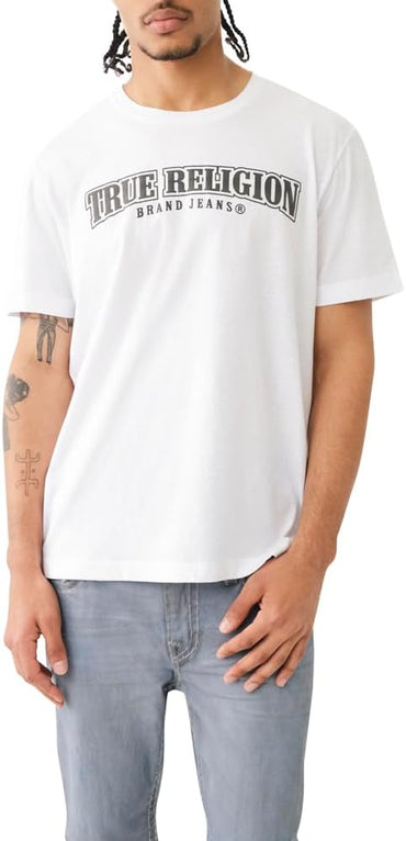 True Religion Camiseta pintada abierta relajada para hombre
