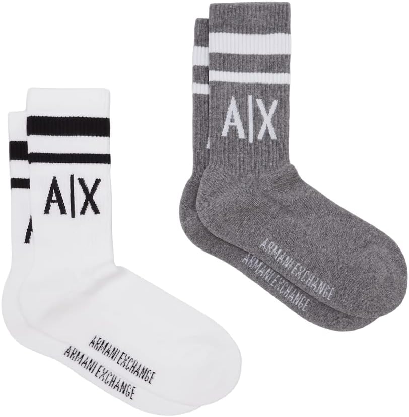 Armani Exchange Paquete de 2 calcetines con logotipo para hombre