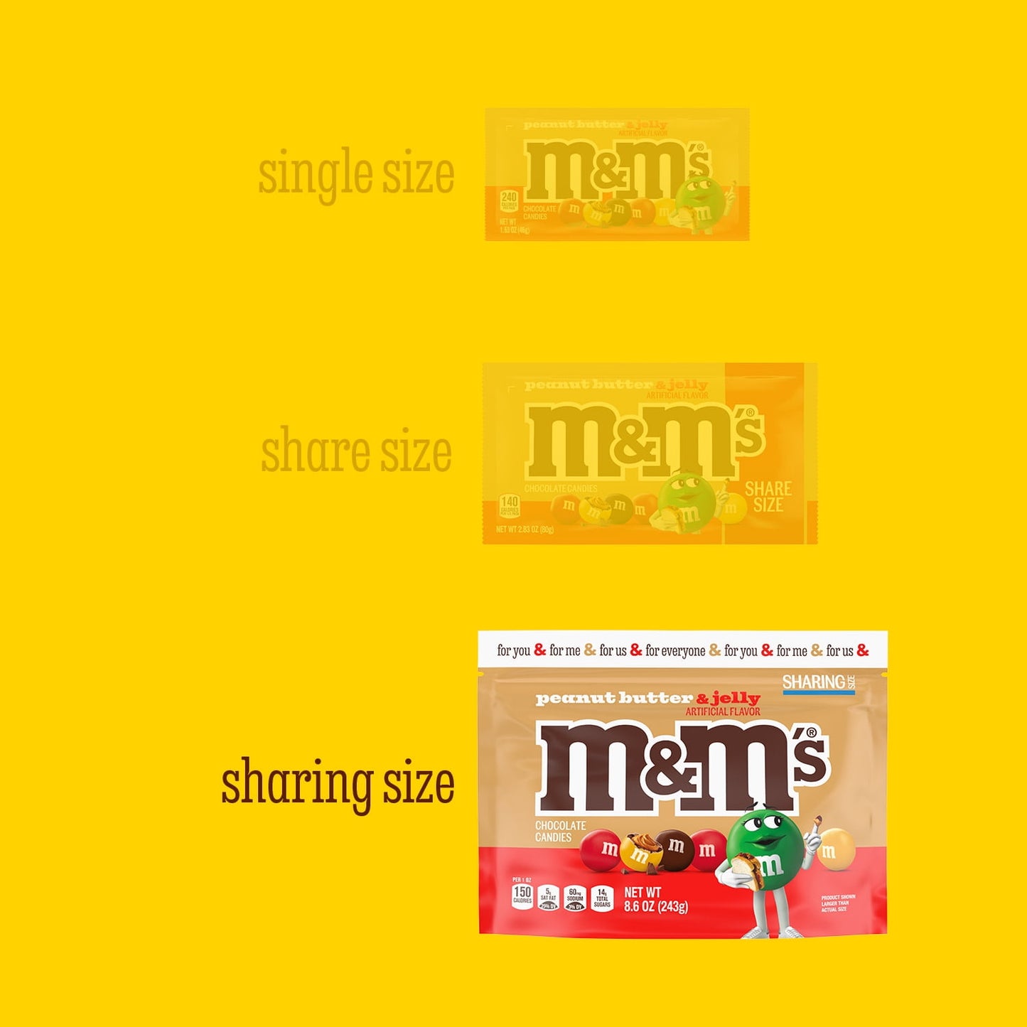 M&M's Mantequilla de Maní y Gelatina, Bolsa de 8.6 oz