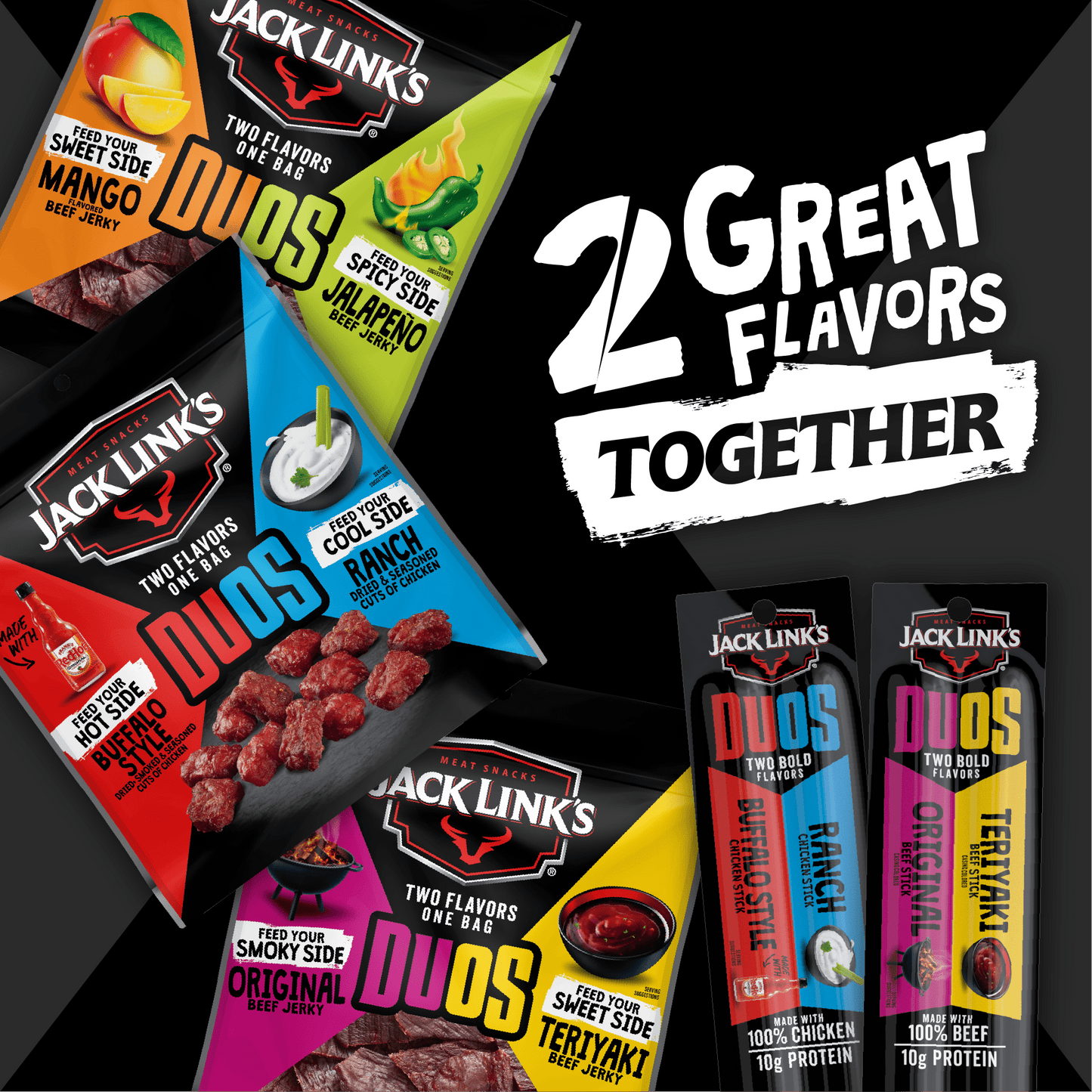 2.85 Oz Jack Link's Duos Cecina de Res Original y Teriyaki 