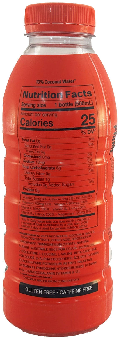 Prime Hydration Bebida Tropical Punch, 16,9 fl oz, Botella de Plástico Individual