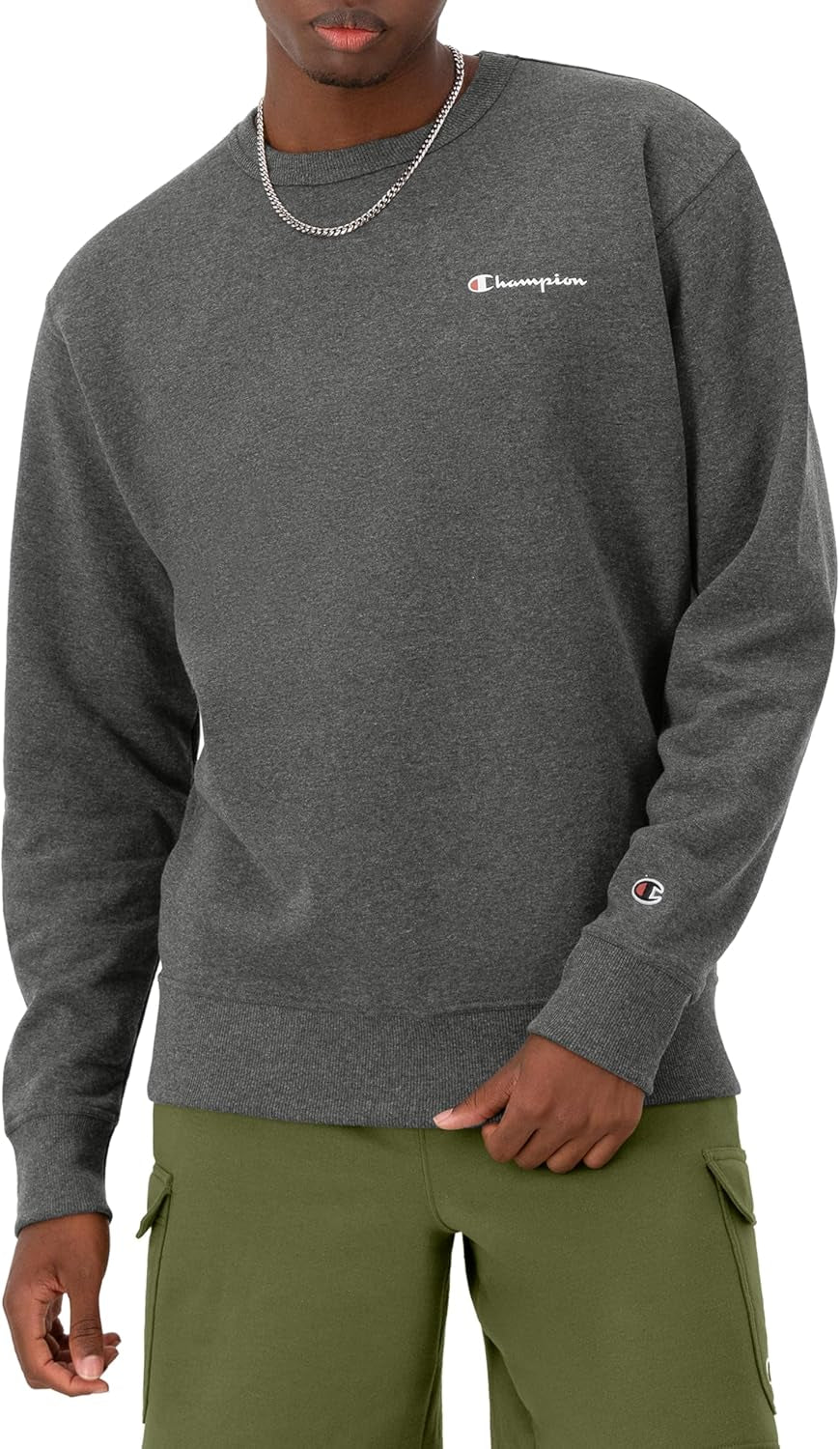 Champion - Sudadera de vellón Powerblend de peso medio con cuello redondo para hombre