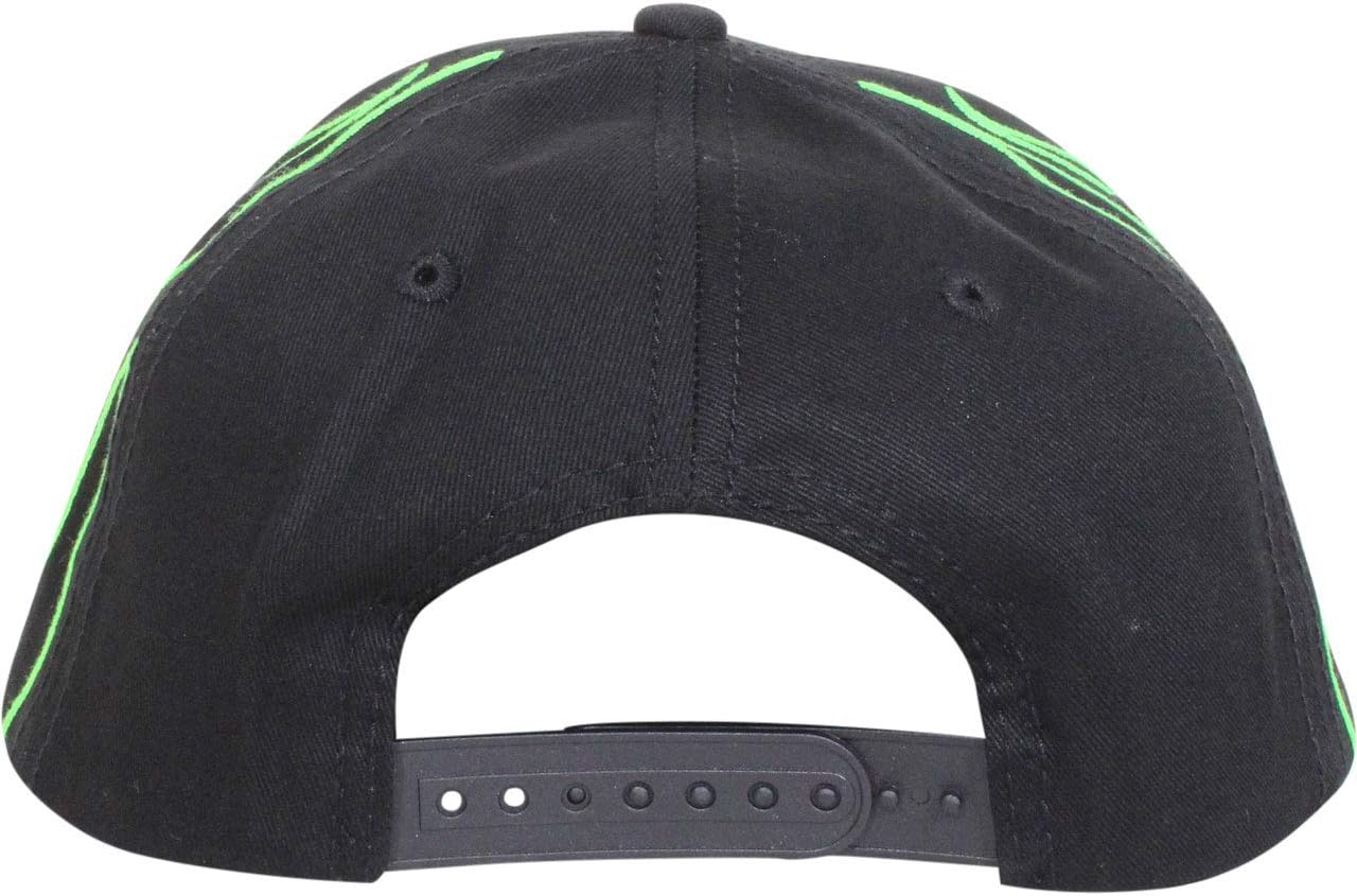 True Religion Gorra de béisbol flaming para hombre de algodón Snapback, Negro/Verde