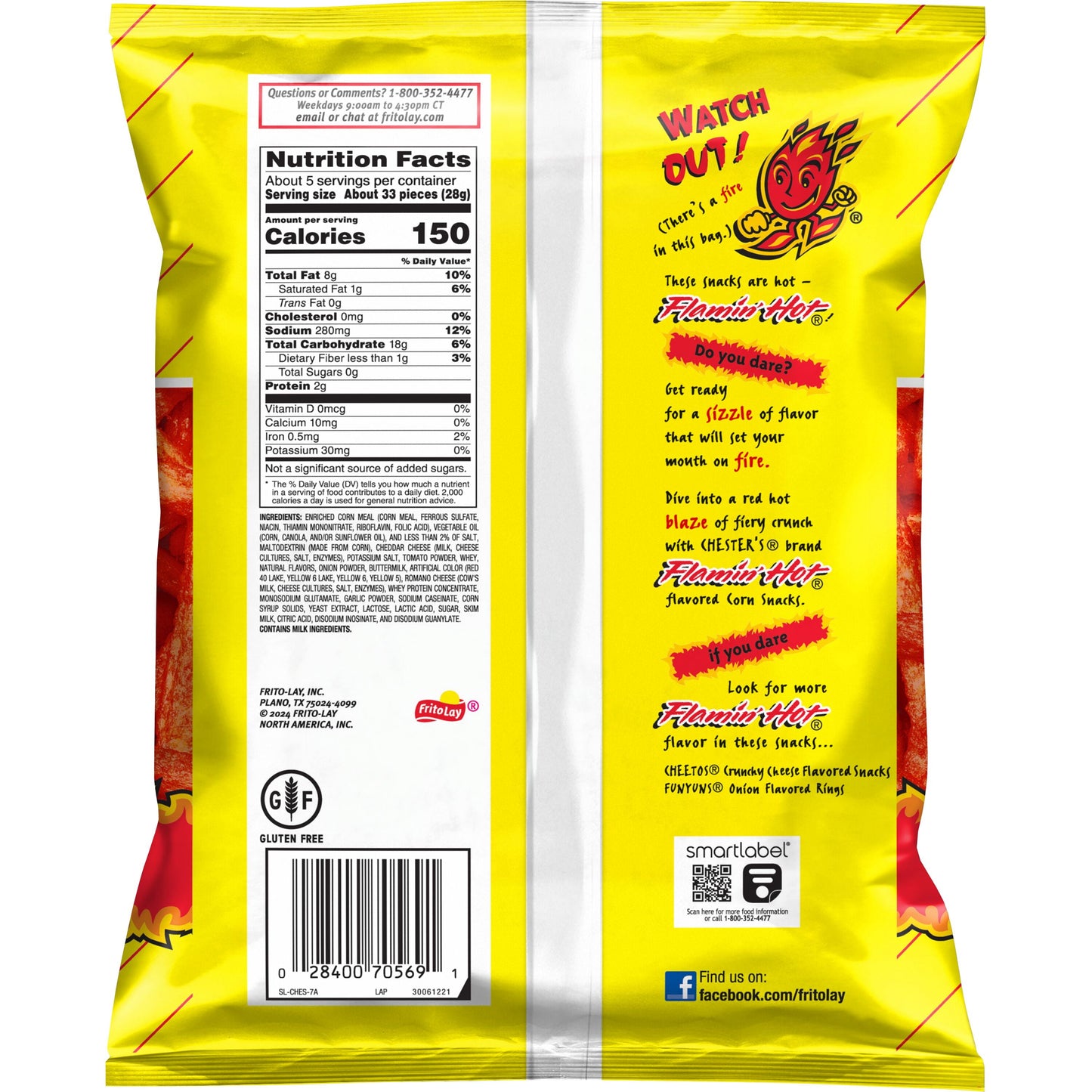 Chester's Fries Flamin' Snacks de Maíz con Sabor Caliente