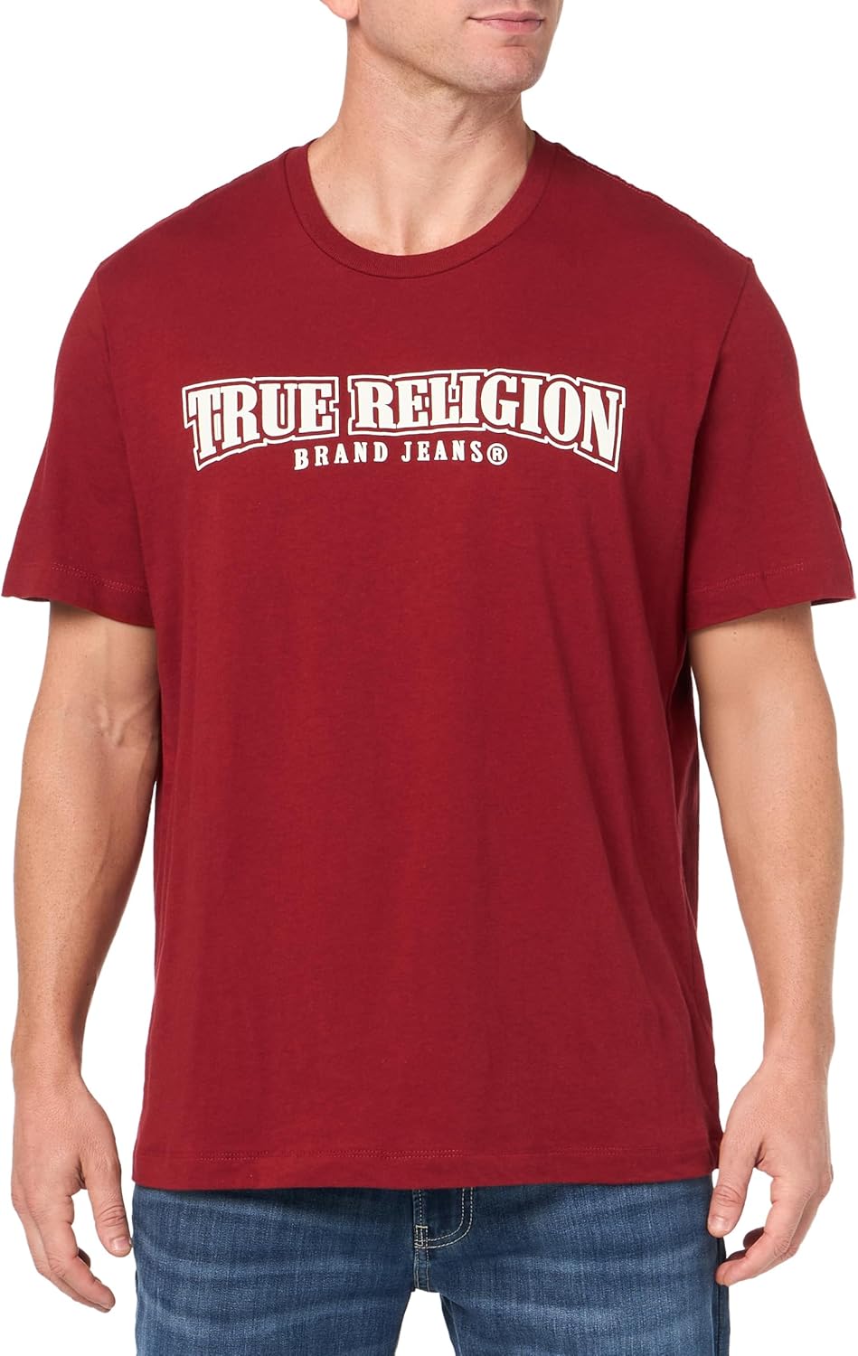 True Religion Camiseta pintada abierta relajada para hombre