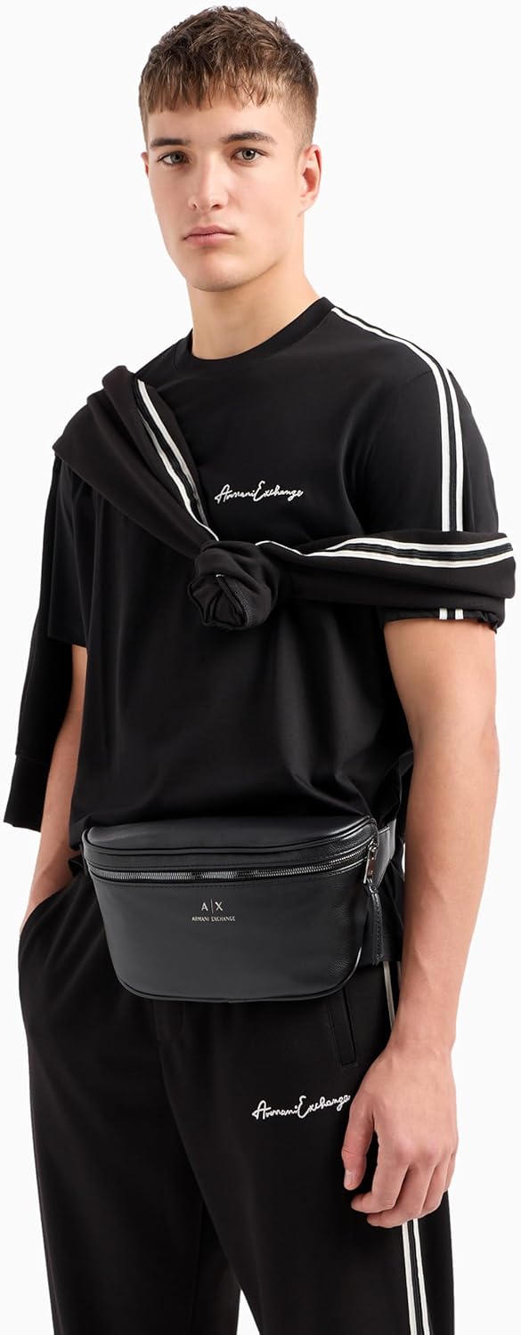 Armani Exchange Riñonera de cuero para hombre