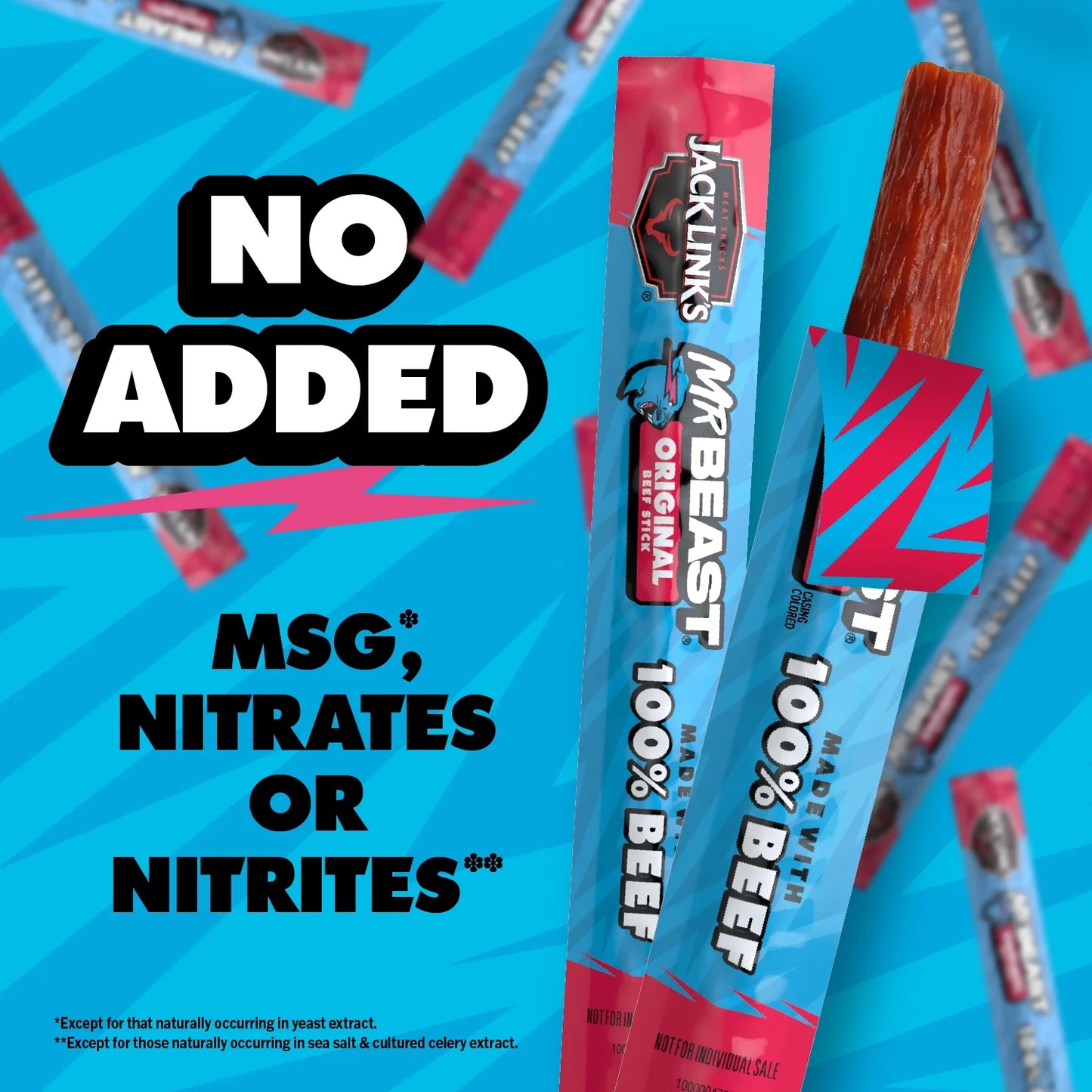 Jack Link’S X Mrbeast Original Beef Sticks, 9.2 Ounce, 10 Pack of .92 Ounce Meat Sticks