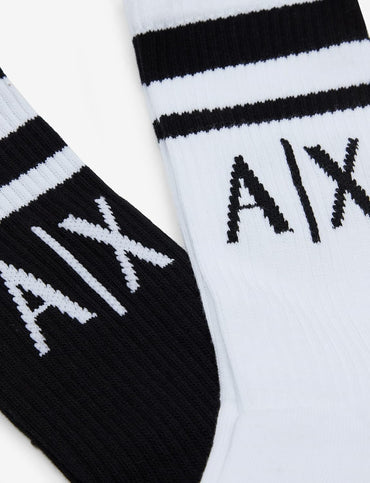Armani Exchange Paquete de 2 calcetines con logotipo para hombre