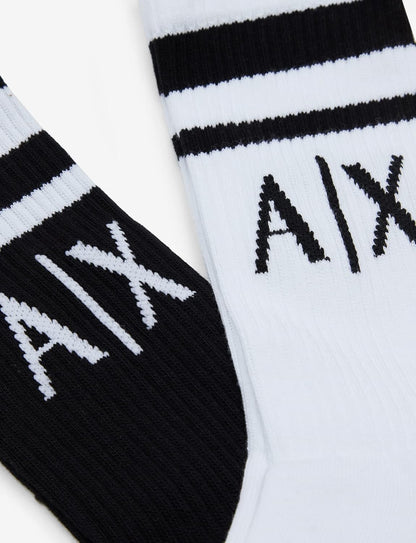 Armani Exchange Paquete de 2 calcetines con logotipo para hombre