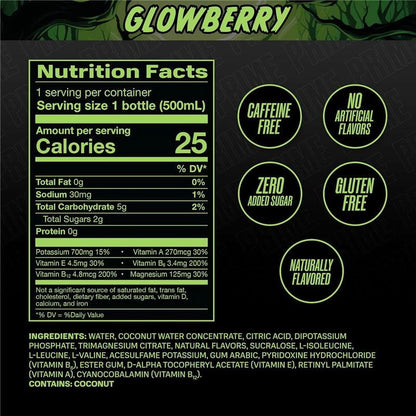 Prime Hydration Bebida Deportiva, Glowberry, 16,9 fl oz,  Botellas