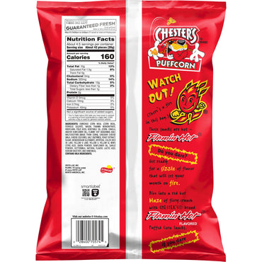 Chester's Puffcorn Flamin' Snacks de Maíz Inflados con Sabor Caliente, Bolsa de 4.25 oz