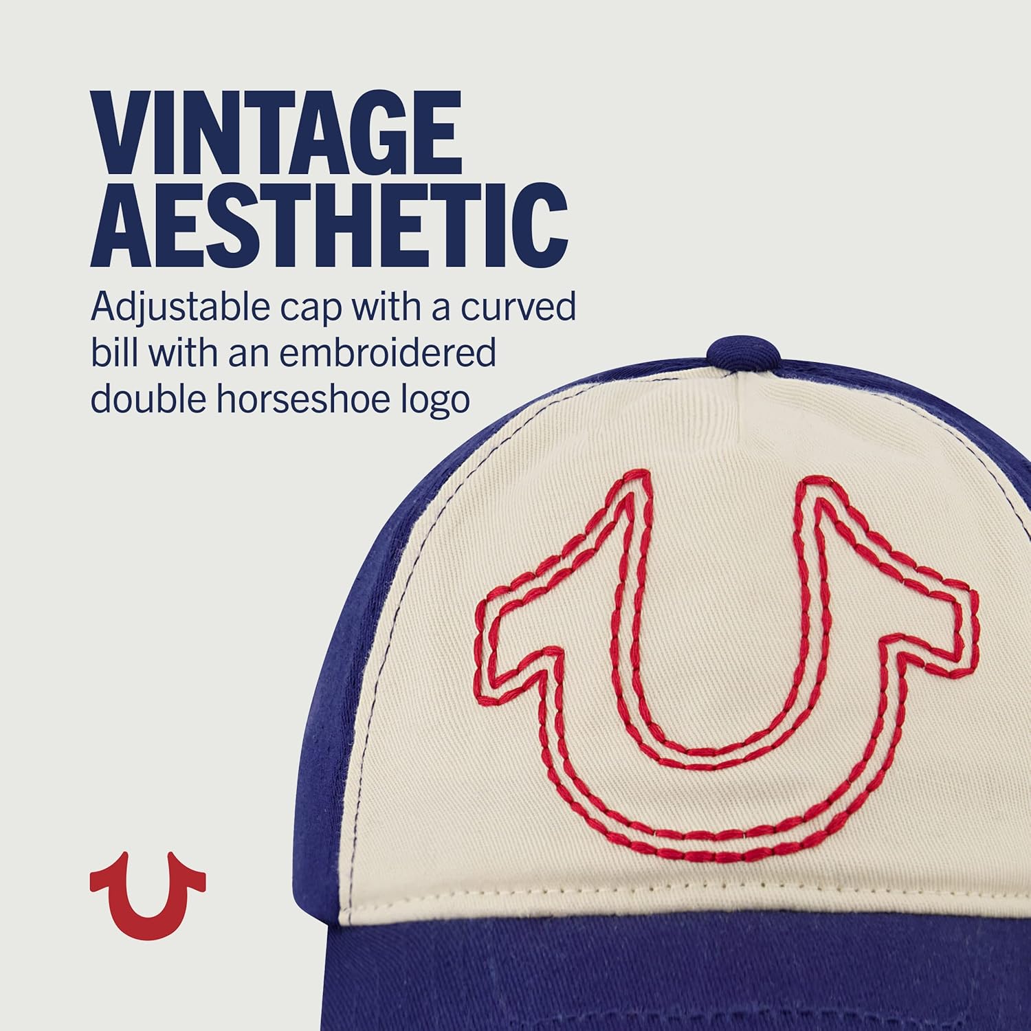 True Religion Sombrero de béisbol para niños con logotipo grande de herradura