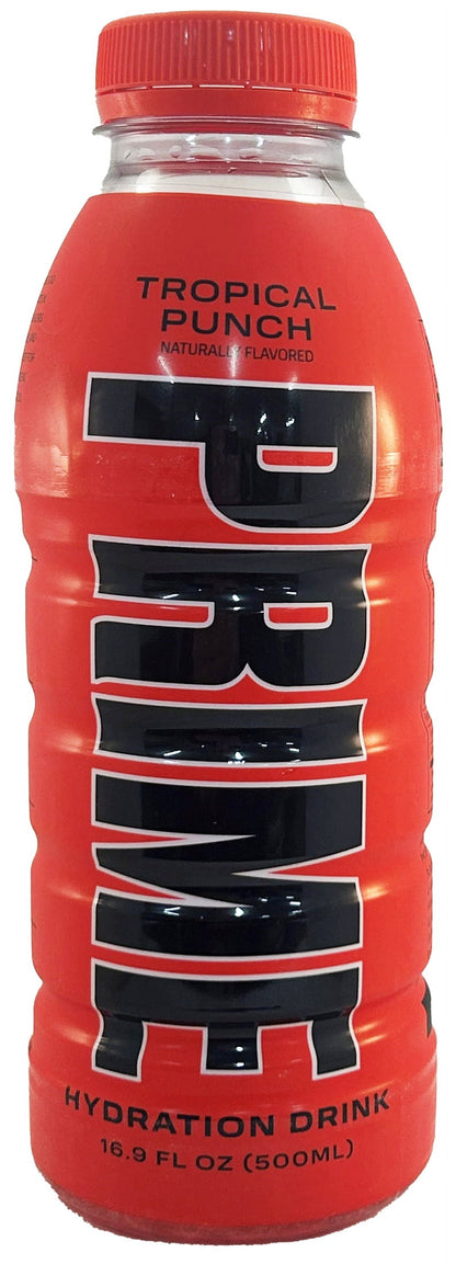 Prime Hydration Bebida Tropical Punch, 16,9 fl oz, Botella de Plástico Individual
