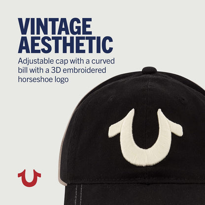 True Religion Sombrero de béisbol para niños con logotipo grande de herradura