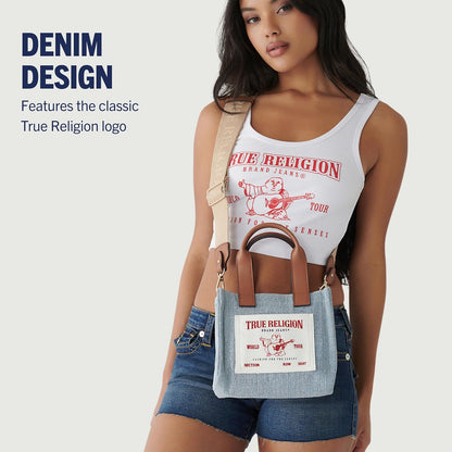 True Religion Bolso de mano, mini bolso de hombro de viaje para mujer con correa ajustable