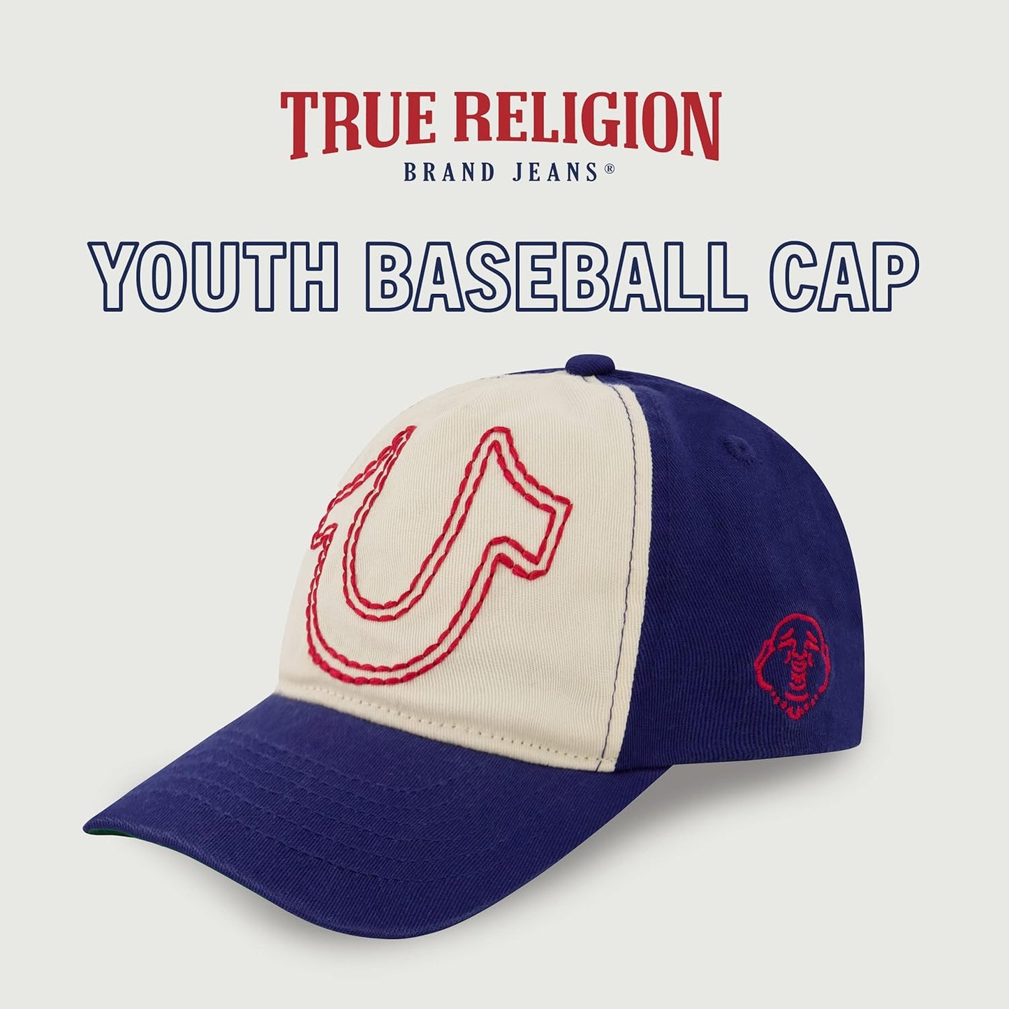 True Religion Sombrero de béisbol para niños con logotipo grande de herradura