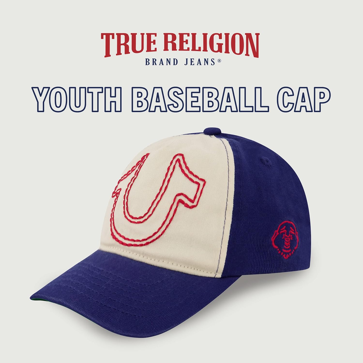 True Religion Sombrero de béisbol para niños con logotipo grande de herradura