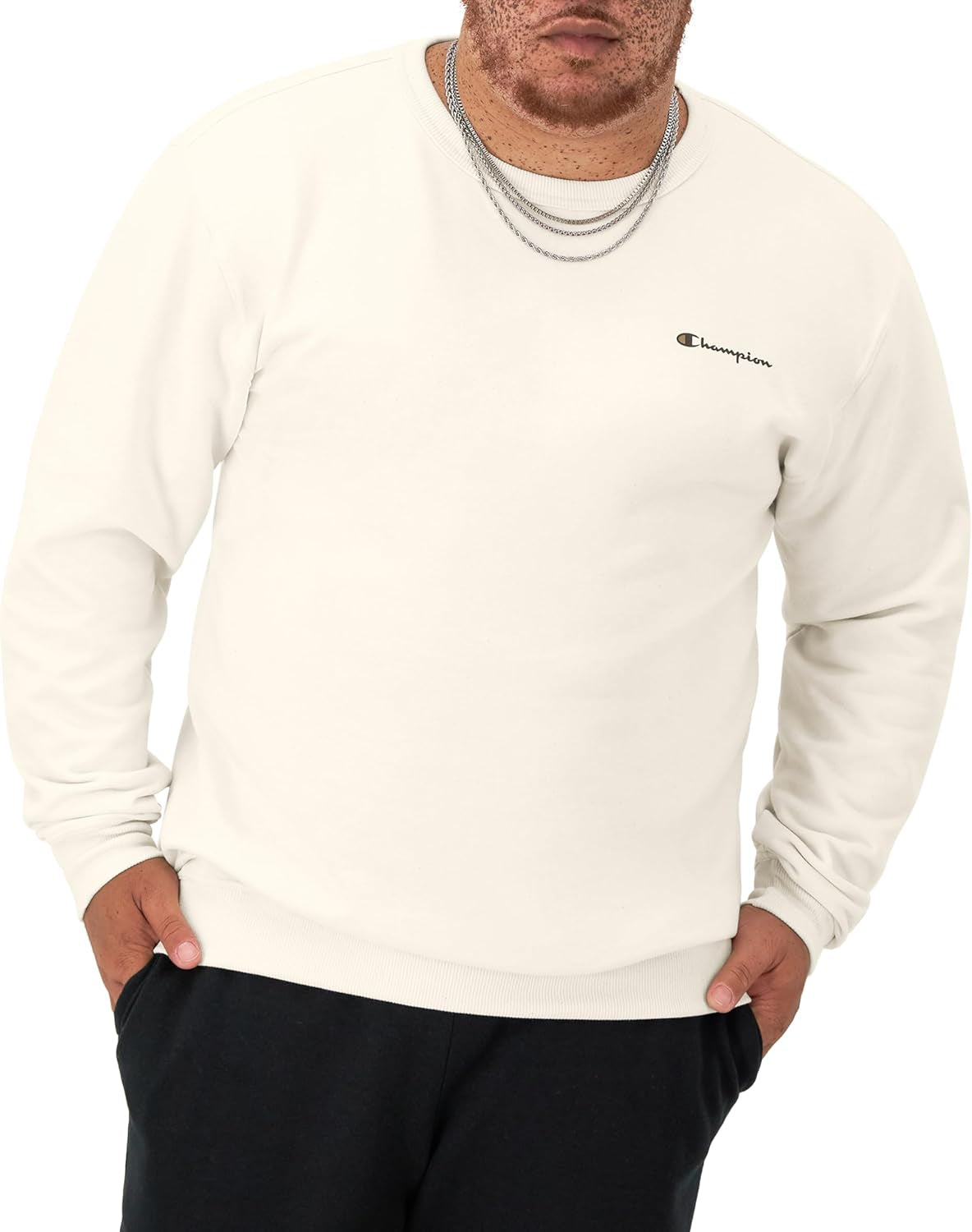 Champion - Sudadera de vellón Powerblend de peso medio con cuello redondo para hombre