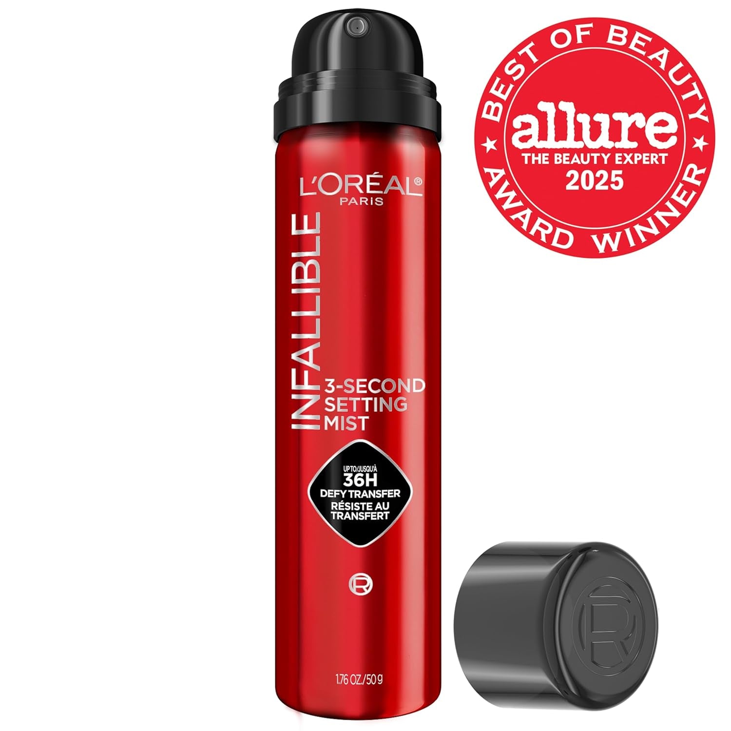 L'Oreal Paris Infallible Spray de ajuste de 3 segundos, niebla microfina para hasta 36 horas de uso, transparente