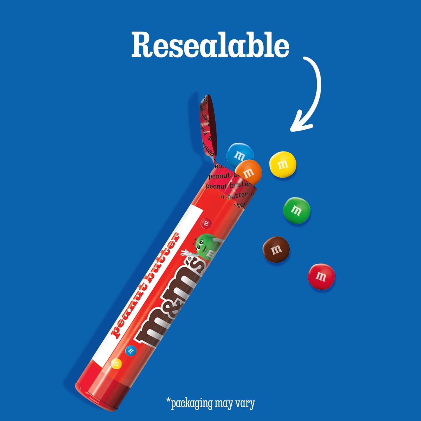 M&M's Caramelo de Chocolate con Leche y Mantequilla de Maní Minis - Megatubo de 1,74 oz (el Embalaje Puede Variar)