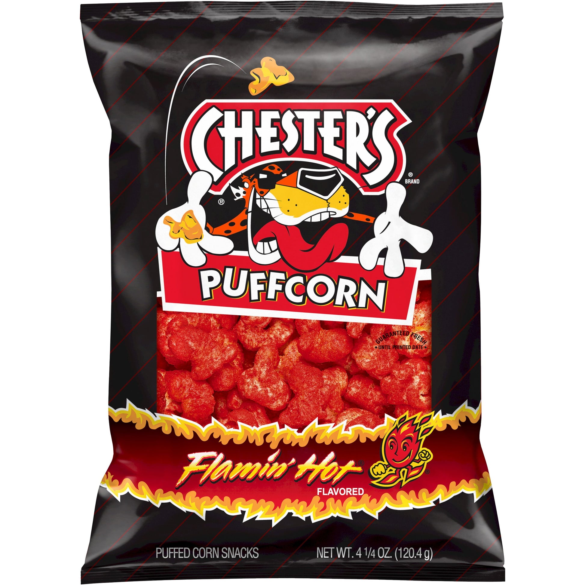 Chester's Puffcorn Flamin' Snacks de Maíz Inflados con Sabor Caliente, Bolsa de 4.25 oz